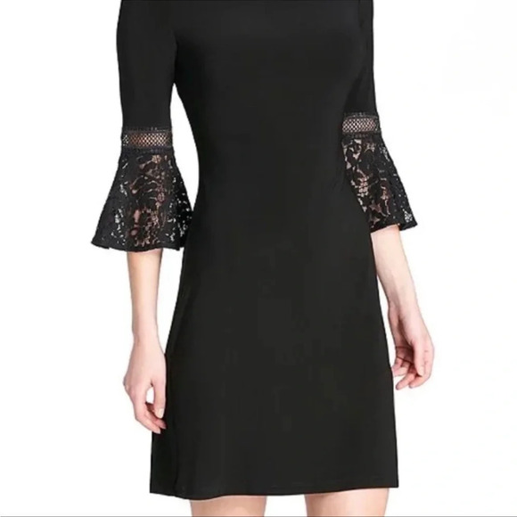 NWT Tommy Hilfiger Women’s size 12 Black Dress Lace Bell Sleeves Modest Career - Picture 2 of 8